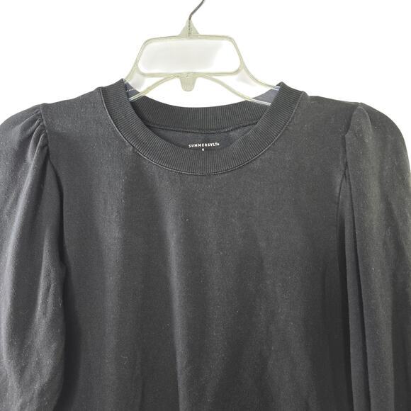 Summersalt Black The Softest French Terry Puff Sleeve Pullover Sweatshirt Small - Picture 3 of 6
